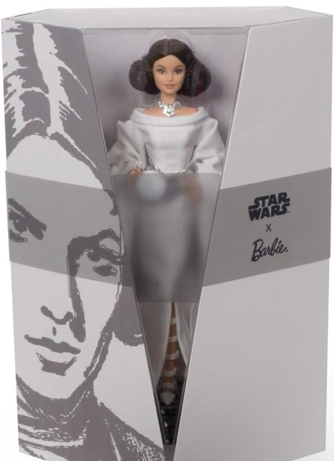 Barbie Collector Star Wars Princess Leia Barbie Doll, in White Gown and Accessories, with Doll Stand and Certificate of Authenticity