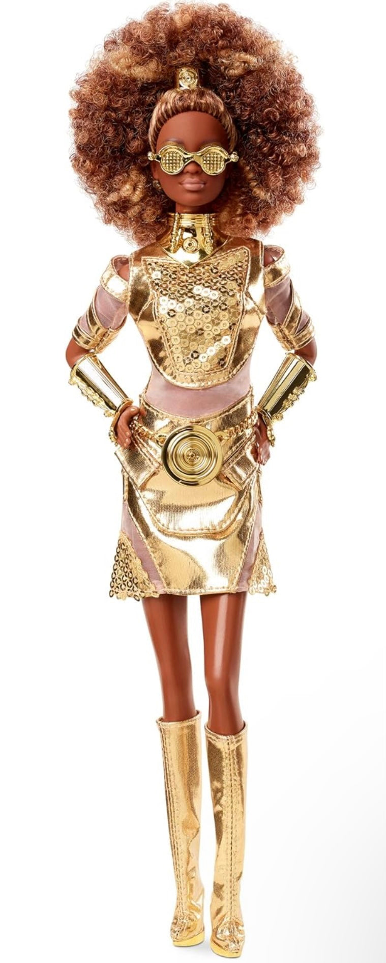 Barbie Collector Star Wars C-3PO x Doll (~12-inch) in Gold Fashion and Accessories, with Doll Stand and Certificate of Authenticity